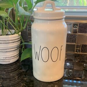 Rae Dunn Cream 'Woof' Pet Treat Jar